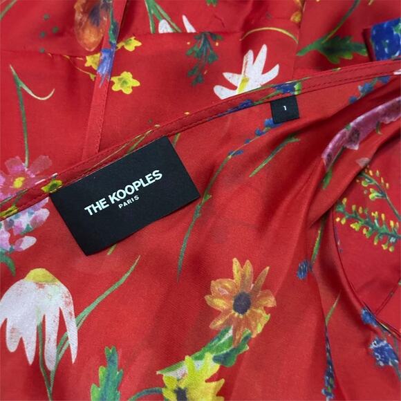 THE KOOPLES Motif Floral Midi Dress Handkerchief Hem Festival Coquette Boho Red - Picture 10 of 13